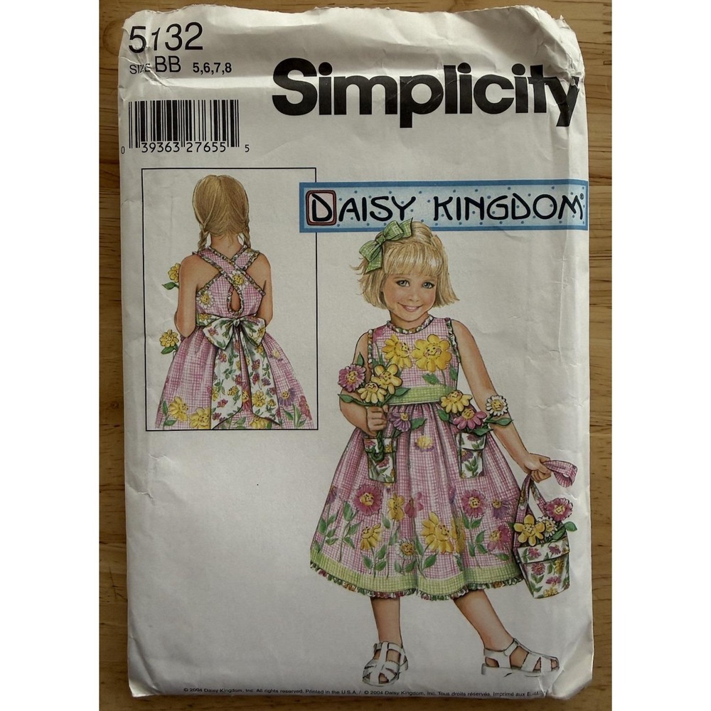 Simplicity Daisy Kingdom Pattern 5132 Girl's Dress & Purse Size 5-8 UC‎
